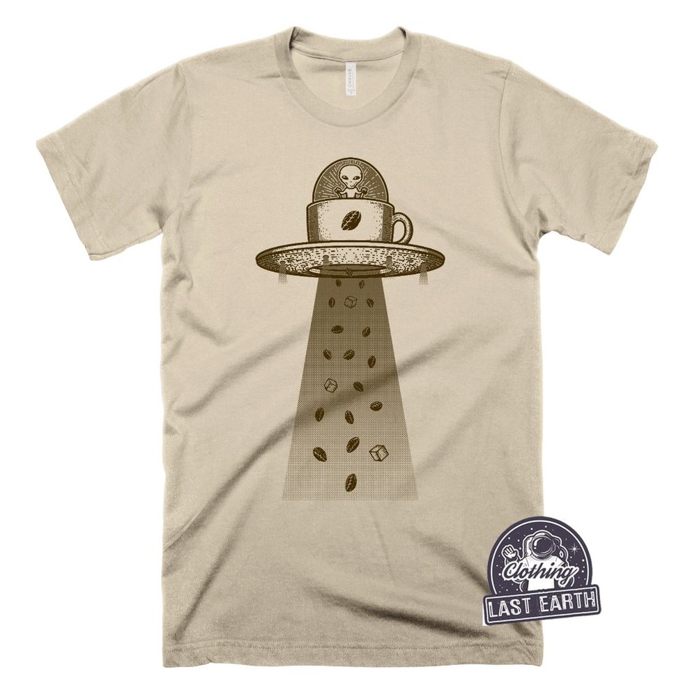Alien Coffee T-Shirt Funny Ufo Shirt Coffee Beans Shirt Coffee Lover Gift